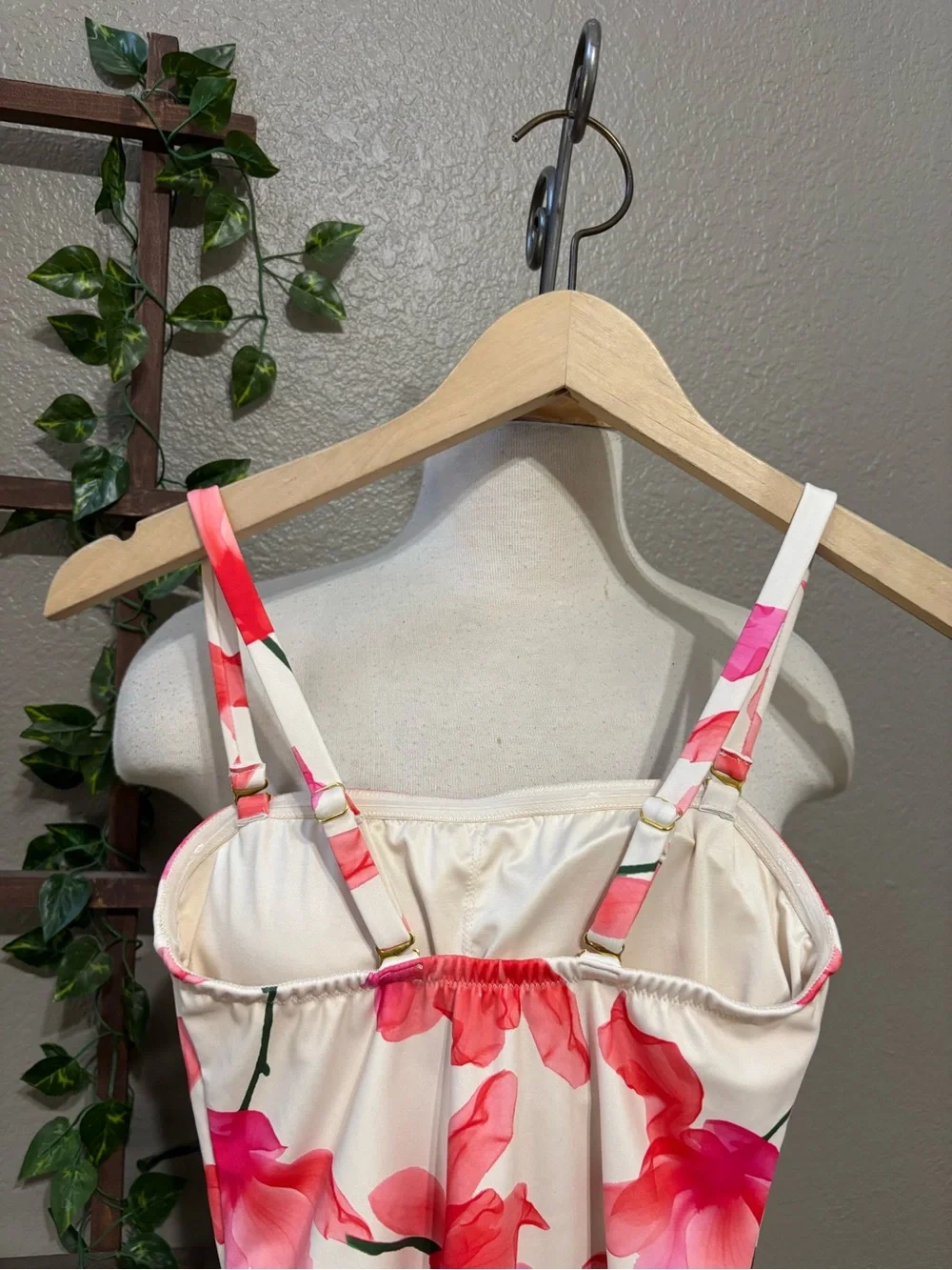HUTCH Chain Belt One-Piece Swimsuit in  Ivory Red Floral